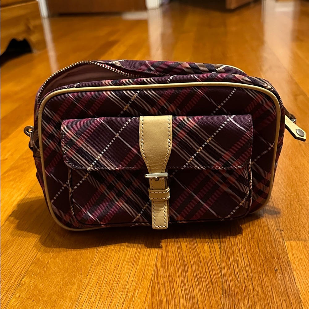 Burberry Plaid Bag in Burgundy and Beige